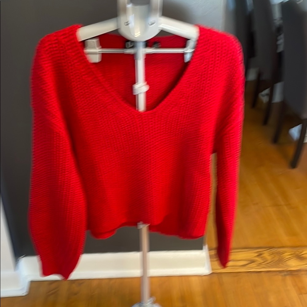 DNA Couture Red V-Neck Sweater NWOT